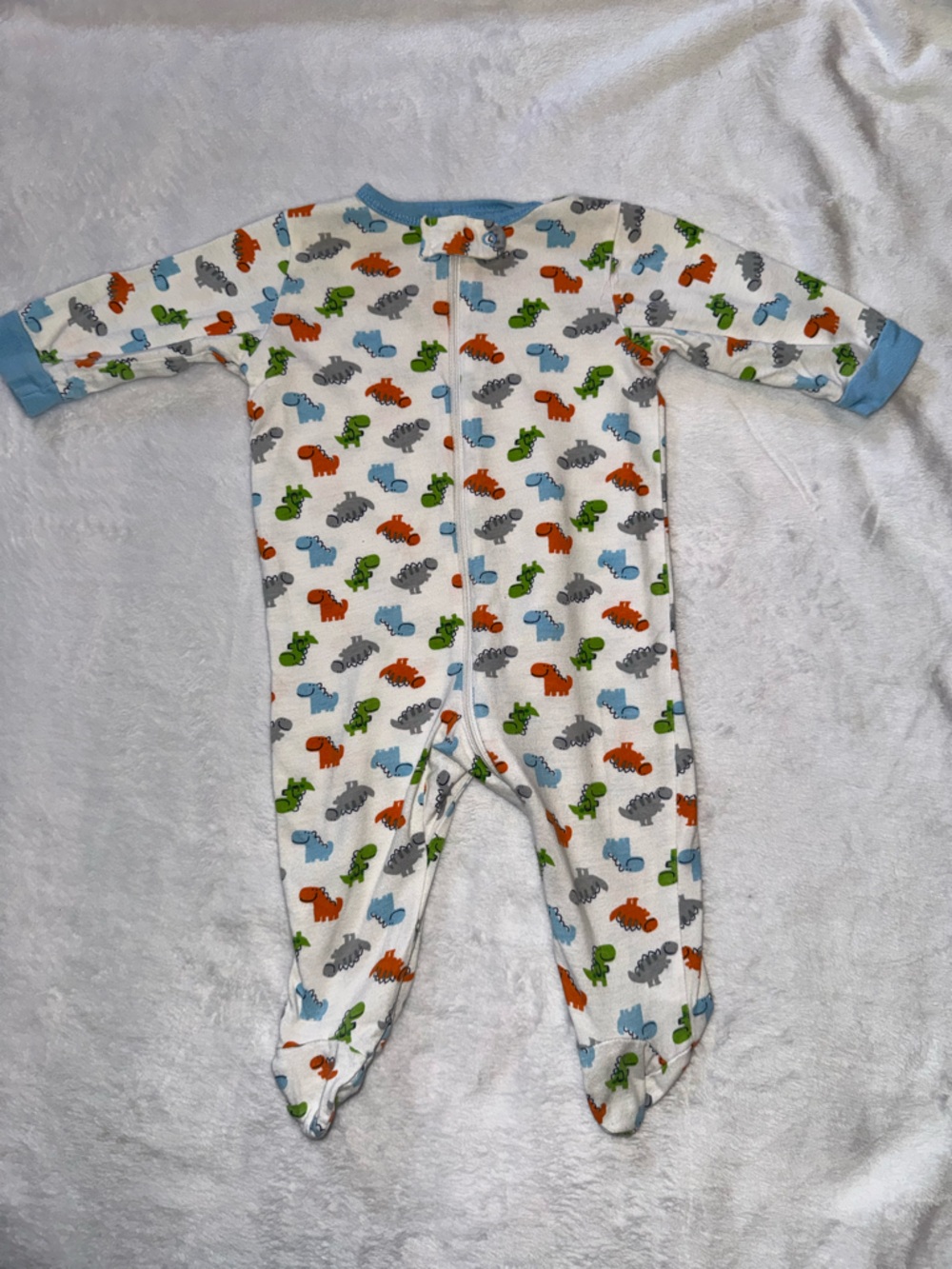 Gerbers Blue Trim Baby Dino Footed One-Piece